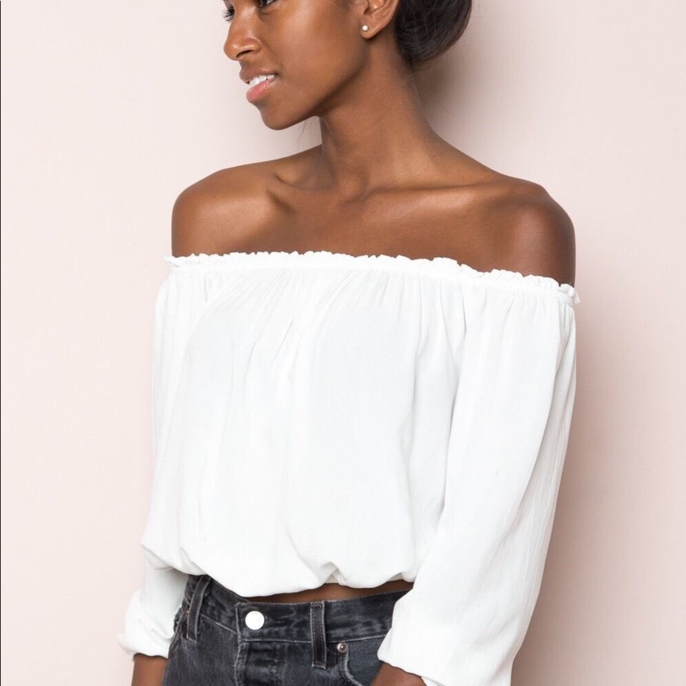 brandy melville off the shoulder white top